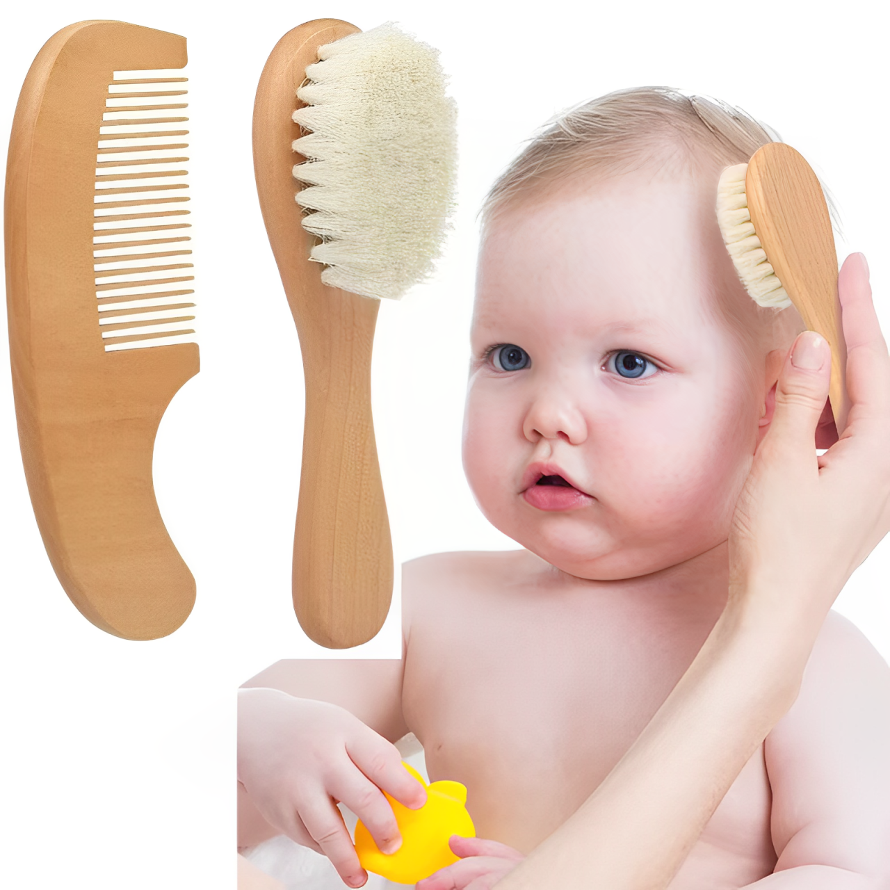 Baby Wooden Hair Brush and Comb Set